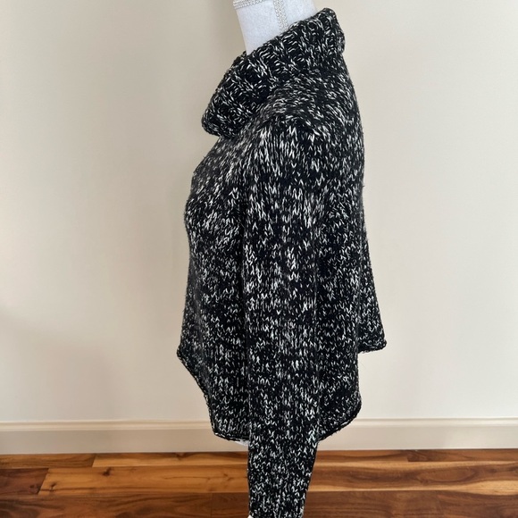 EILEEN FISHER Sweater Black & Off White Cowl Neck Relaxed Fit Organic Cotton M - Picture 5 of 9